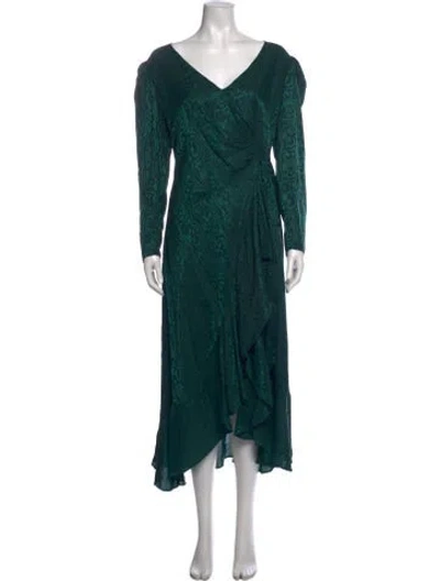 Pre-owned Intermix Patterned Midi Length Dress In Green
