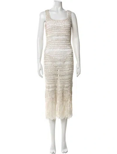 Pre-owned Intermix Patterned Midi Length Dress In Neutral