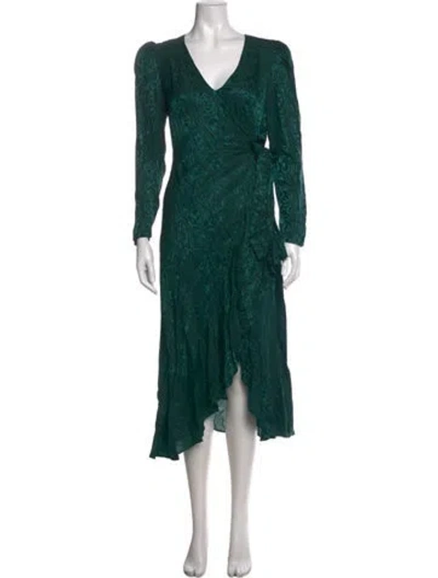 Pre-owned Intermix Patterned Midi Length Dress W/ Tags In Green