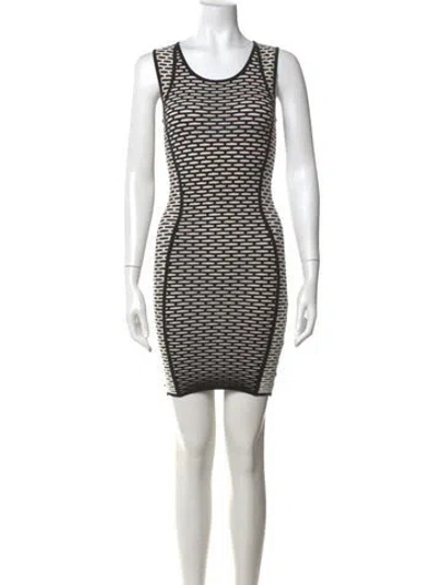Pre-owned Intermix Patterned Mini Dress In White