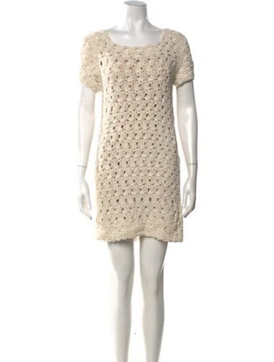 Pre-owned Intermix Patterned Mini Dress In White