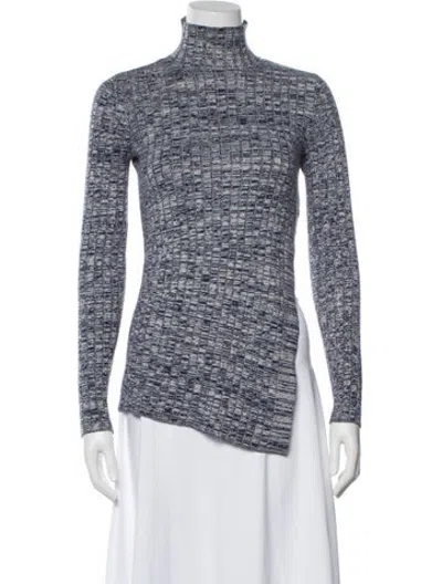 Pre-owned Intermix Patterned Turtleneck Sweater In White