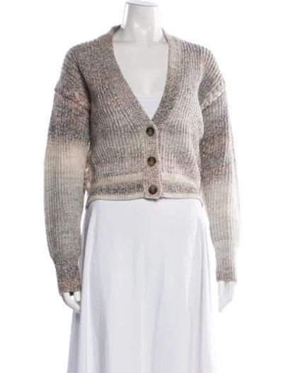 Pre-owned Intermix Patterned V-neck Sweater In Grey