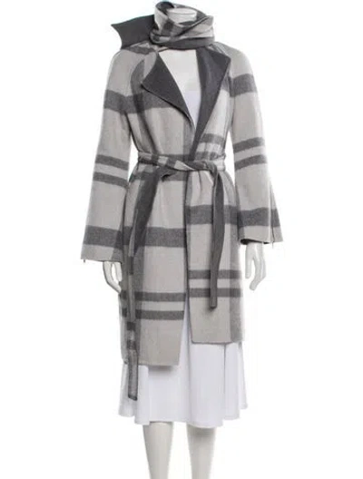 Pre-owned Intermix Plaid Print Coat In Gray