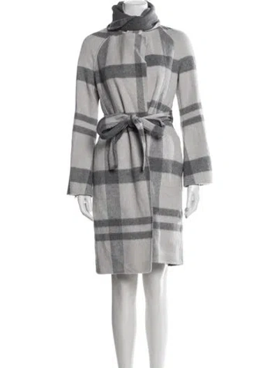 Pre-owned Intermix Plaid Print Coat In Gray