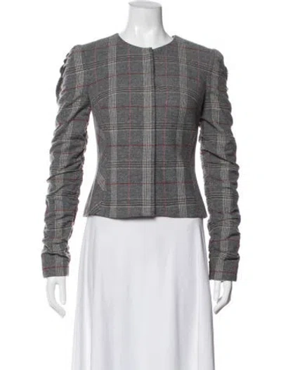 Pre-owned Intermix Plaid Print Jacket In Gray
