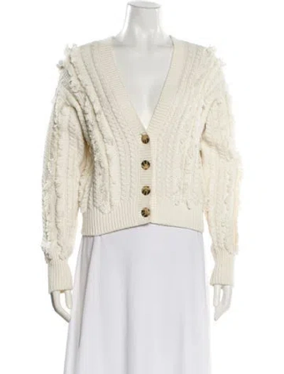 Pre-owned Intermix Plunge Neckline Sweater In White