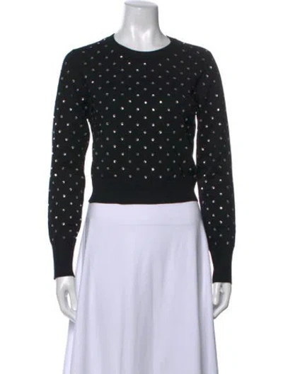 Pre-owned Intermix Polka Dot Print Crew Neck Sweater In Black
