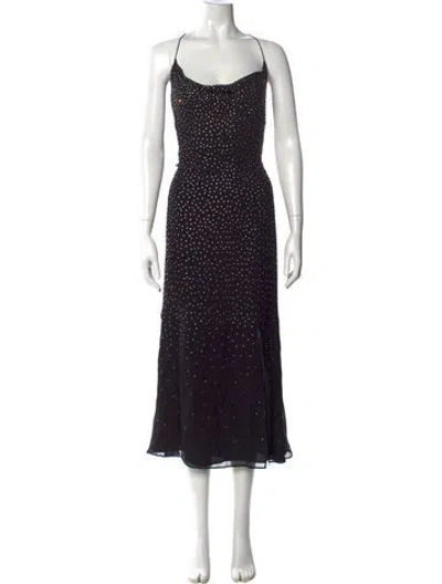Pre-owned Intermix Polka Dot Print Long Dress W/ Tags In Black