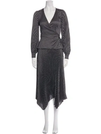 Pre-owned Intermix Polka Dot Print Skirt Set In Black