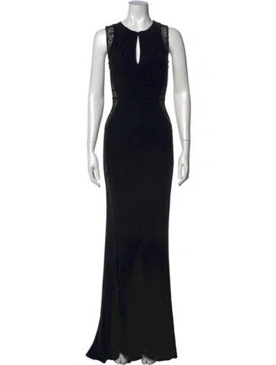 Pre-owned Intermix Printed Long Dress In Black