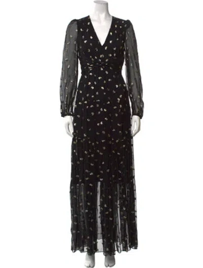 Pre-owned Intermix Printed Long Dress W/ Tags In Black/metallic