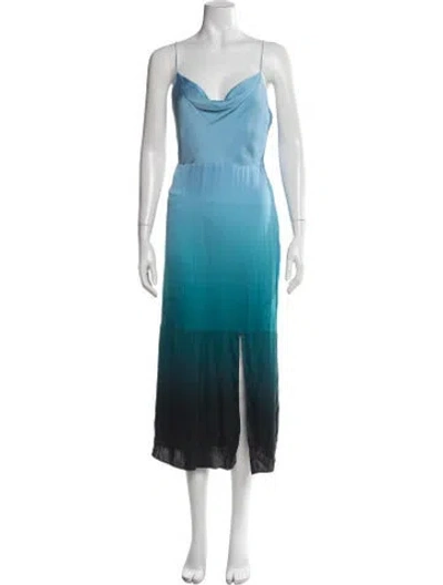Pre-owned Intermix Printed Midi Length Dress In Blue