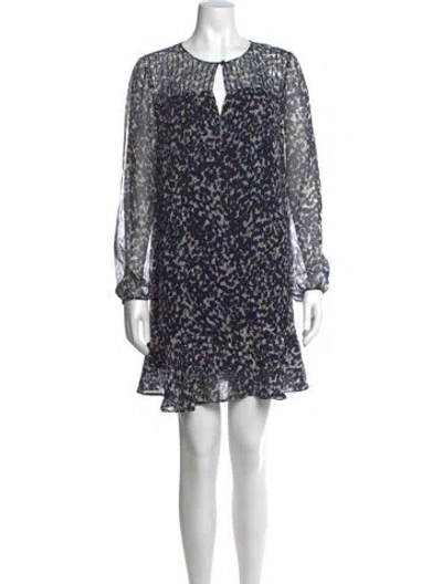 Pre-owned Intermix Printed Mini Dress In Blue