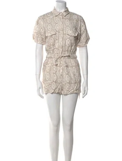 Pre-owned Intermix Printed Romper In Neutral