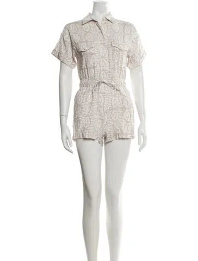 Pre-owned Intermix Printed Romper In White