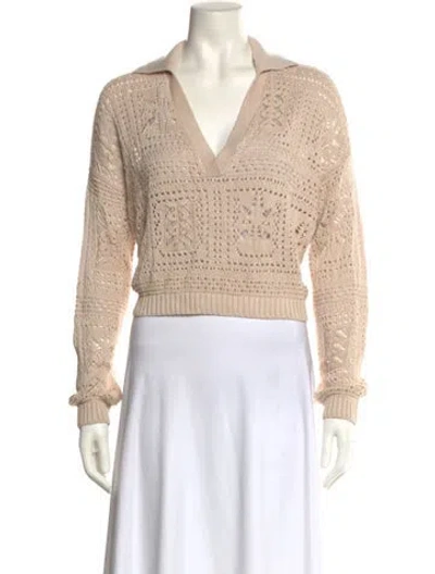 Pre-owned Intermix Printed V-neck Sweater In Neutral