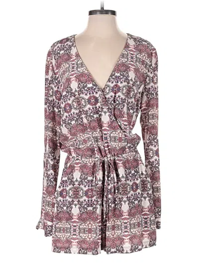 Pre-owned Intermix Romper In Burgundy