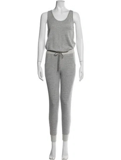 Pre-owned Intermix Scoop Neck Jumpsuit In Gray