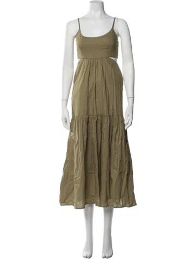 Pre-owned Intermix Scoop Neck Long Dress In Green