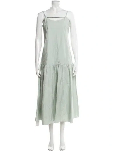 Pre-owned Intermix Scoop Neck Midi Length Dress In Green