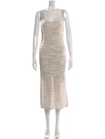 Pre-owned Intermix Scoop Neck Midi Length Dress In Neutral