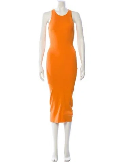 Pre-owned Intermix Scoop Neck Midi Length Dress In Orange