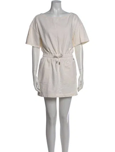 Pre-owned Intermix Scoop Neck Mini Dress In White