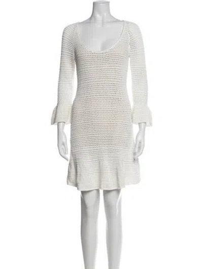 Pre-owned Intermix Scoop Neck Mini Dress In White