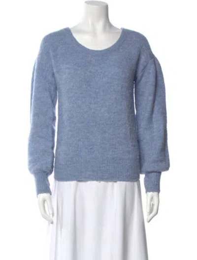 Pre-owned Intermix Scoop Neck Sweater In Blue