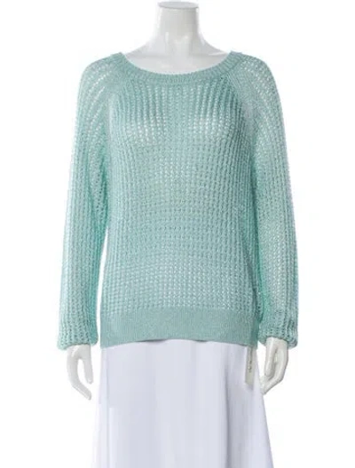 Pre-owned Intermix Scoop Neck Sweater In Blue