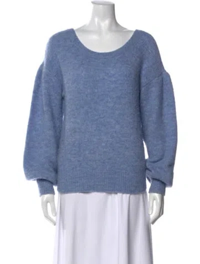 Pre-owned Intermix Scoop Neck Sweater In Blue