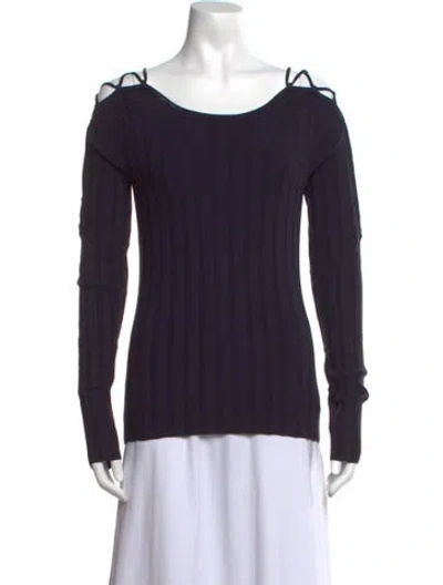 Pre-owned Intermix Scoop Neck Sweater In Blue