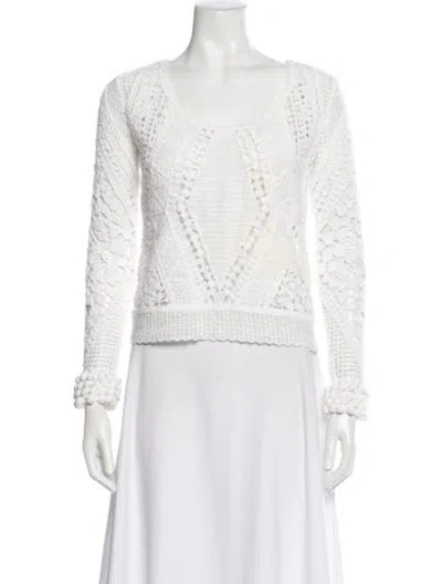 Pre-owned Intermix Scoop Neck Sweater In White