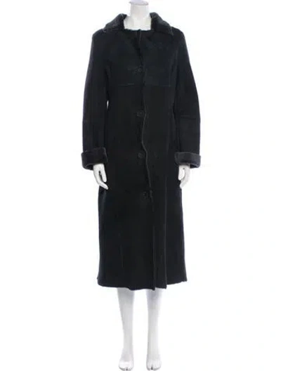 Pre-owned Intermix Shearling Faux Fur Coat In Black