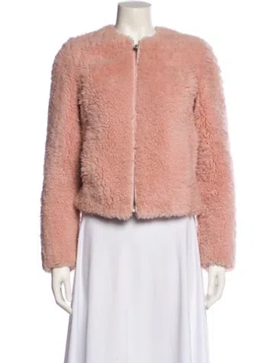 Pre-owned Intermix Shearling Faux Fur Coat In Pink