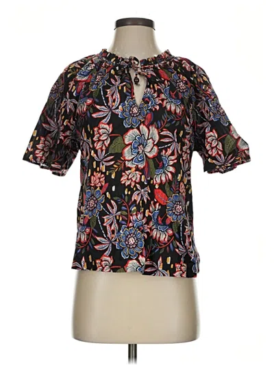 Pre-owned Intermix Short Sleeve Blouse In Black