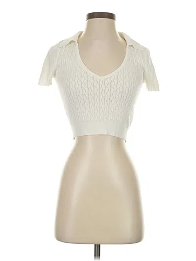 Pre-owned Intermix Short Sleeve Top Ivory Sweetheart Neckline Tops In White