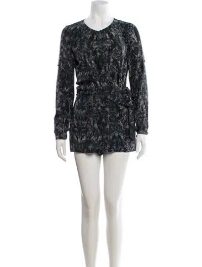 Pre-owned Intermix Silk Animal Print Jumpsuit In Blue