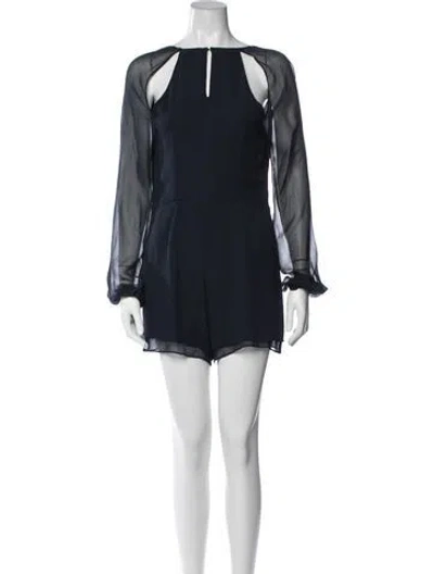 Pre-owned Intermix Silk Asymmetrical Romper In Blue