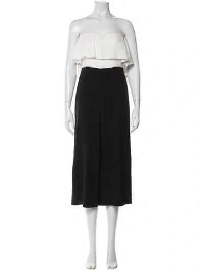 Pre-owned Intermix Silk Colorblock Pattern Jumpsuit In Black