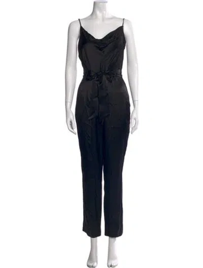 Pre-owned Intermix Silk Cowl Neck Jumpsuit In Black