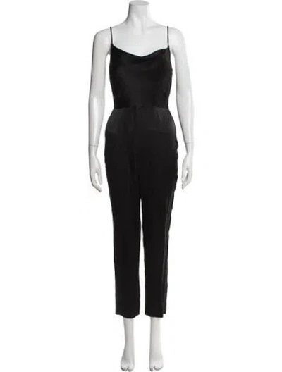 Pre-owned Intermix Silk Cowl Neck Jumpsuit In Black