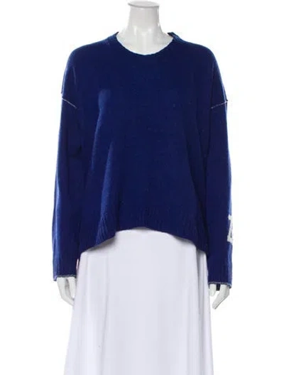 Pre-owned Intermix Silk Crew Neck Sweater In Blue