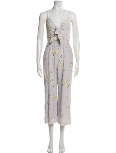 Pre-owned Intermix Silk Floral Print Jumpsuit In Purple