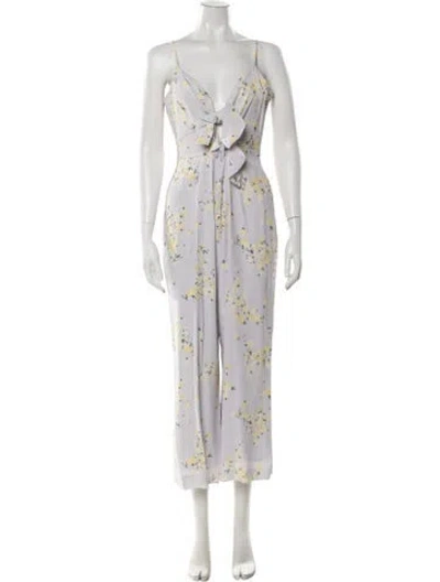 Pre-owned Intermix Silk Floral Print Jumpsuit In Purple