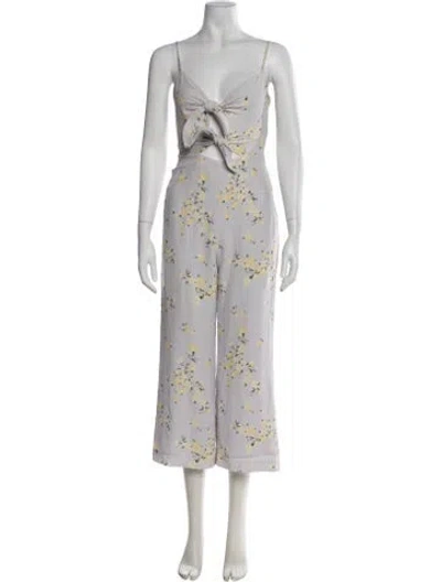 Pre-owned Intermix Silk Floral Print Jumpsuit In Purple