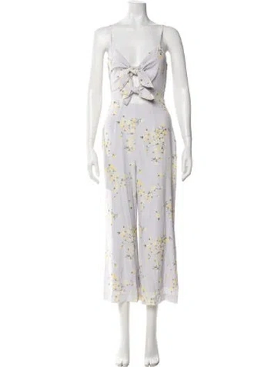 Pre-owned Intermix Silk Floral Print Jumpsuit In Purple
