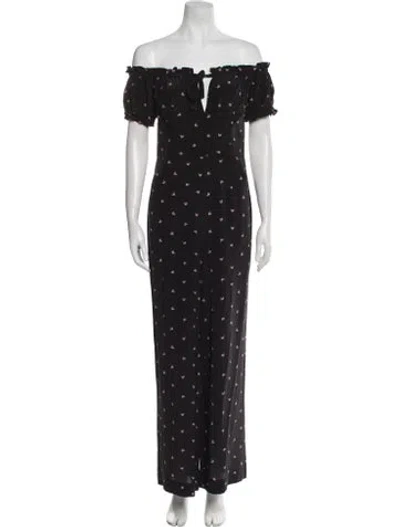 Pre-owned Intermix Silk Floral Print Jumpsuit In Red