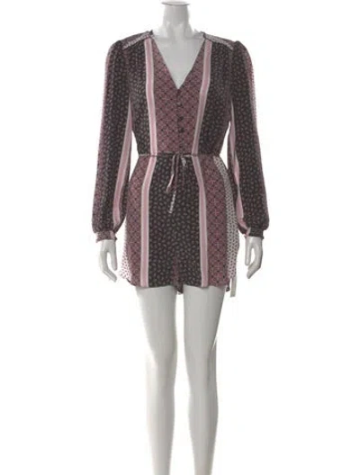 Pre-owned Intermix Silk Floral Print Romper In Pink